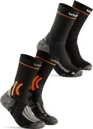 2-Pack Waterproof Socks for Men and Women, Thick Looped Pile & Lightweight Design - Size L for Cold Wet Conditions, Merino Wool Insulation & Lightweight- Ideal for Hiking, Running, Cycling