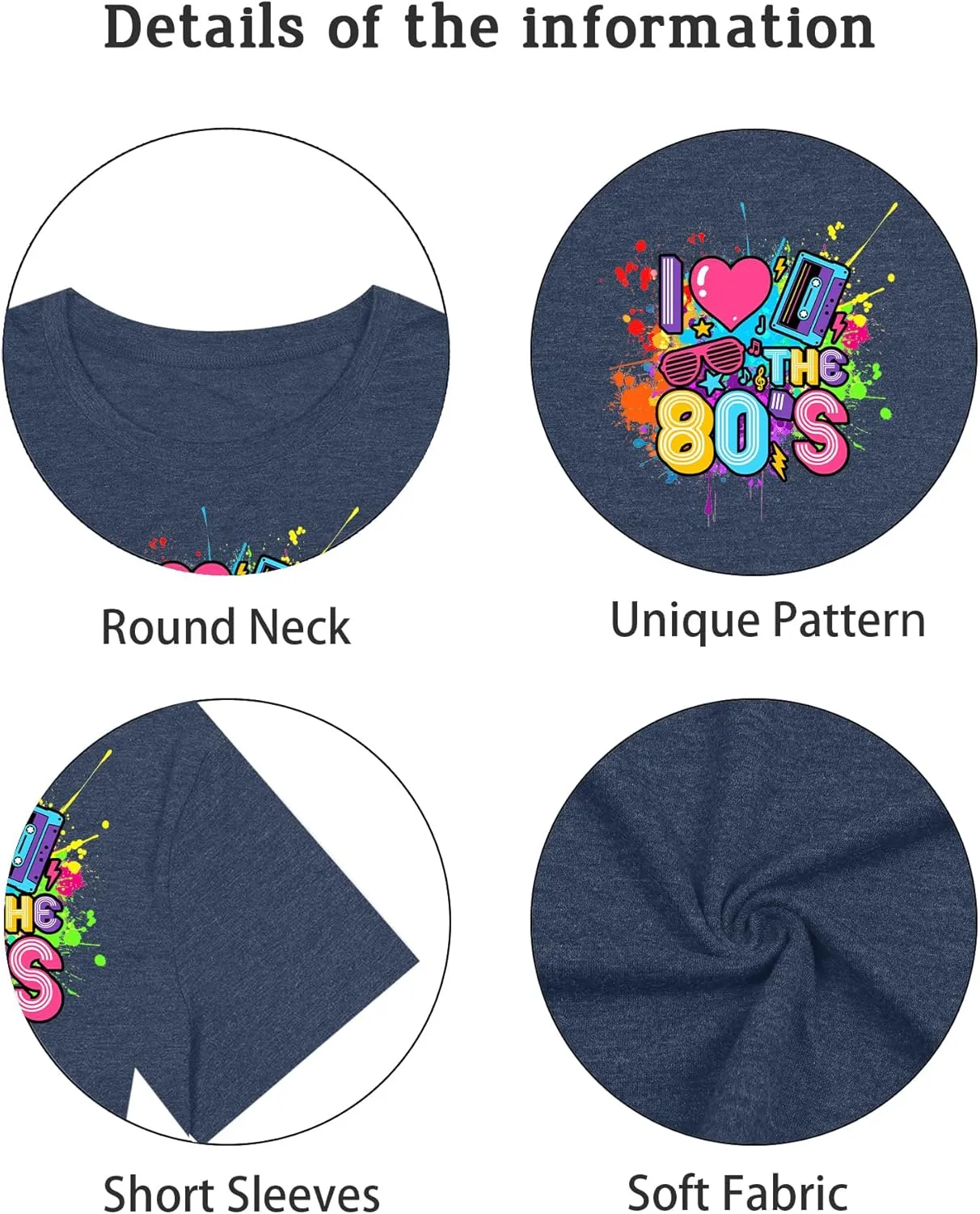 80s Shirts for Women I Love The 80s T Shirts 80's Themed Disco Music Top 1980s Party Graphic Tee Casual Outfit