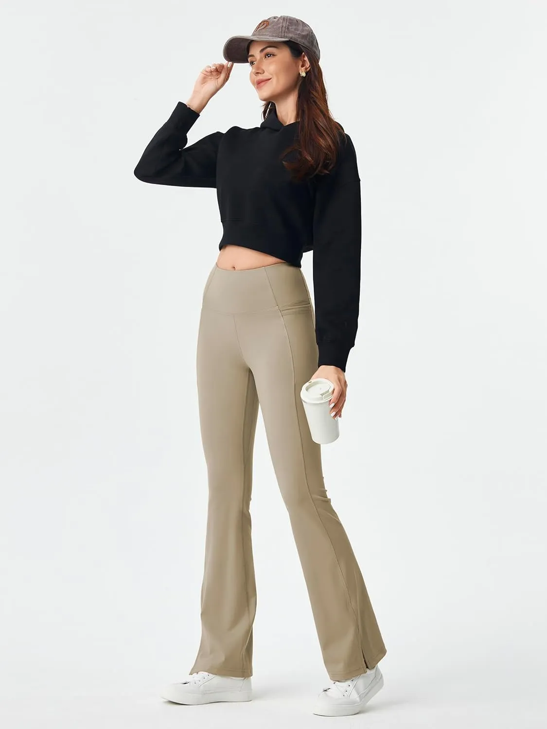 AFITNE Women's Flare Leggings High Waist Yoga Pants with Pockets Tummy Control Workout Casual Bootcut Pants