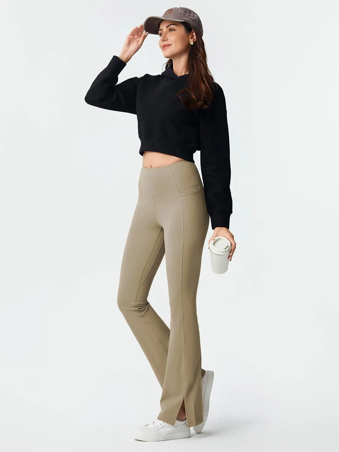 AFITNE Women's Flare Leggings High Waist Yoga Pants with Pockets Tummy Control Workout Casual Bootcut Pants
