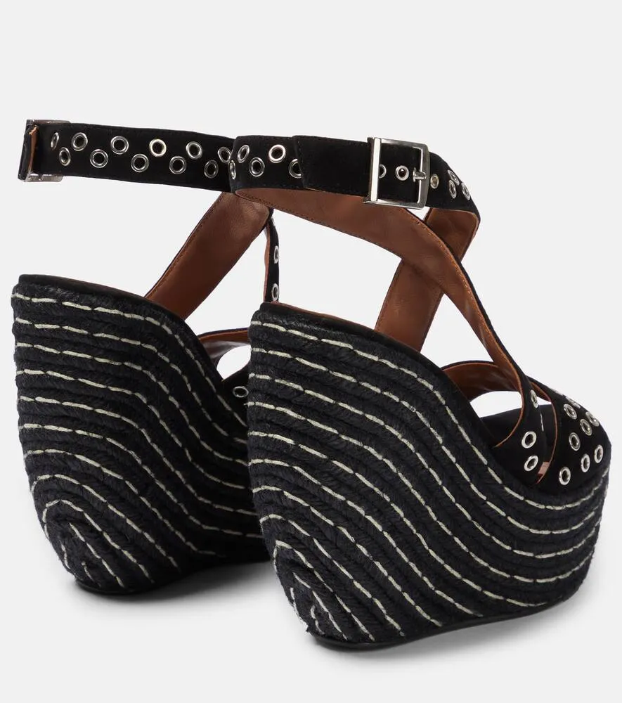 Alaia Embellished suede wedge sandals