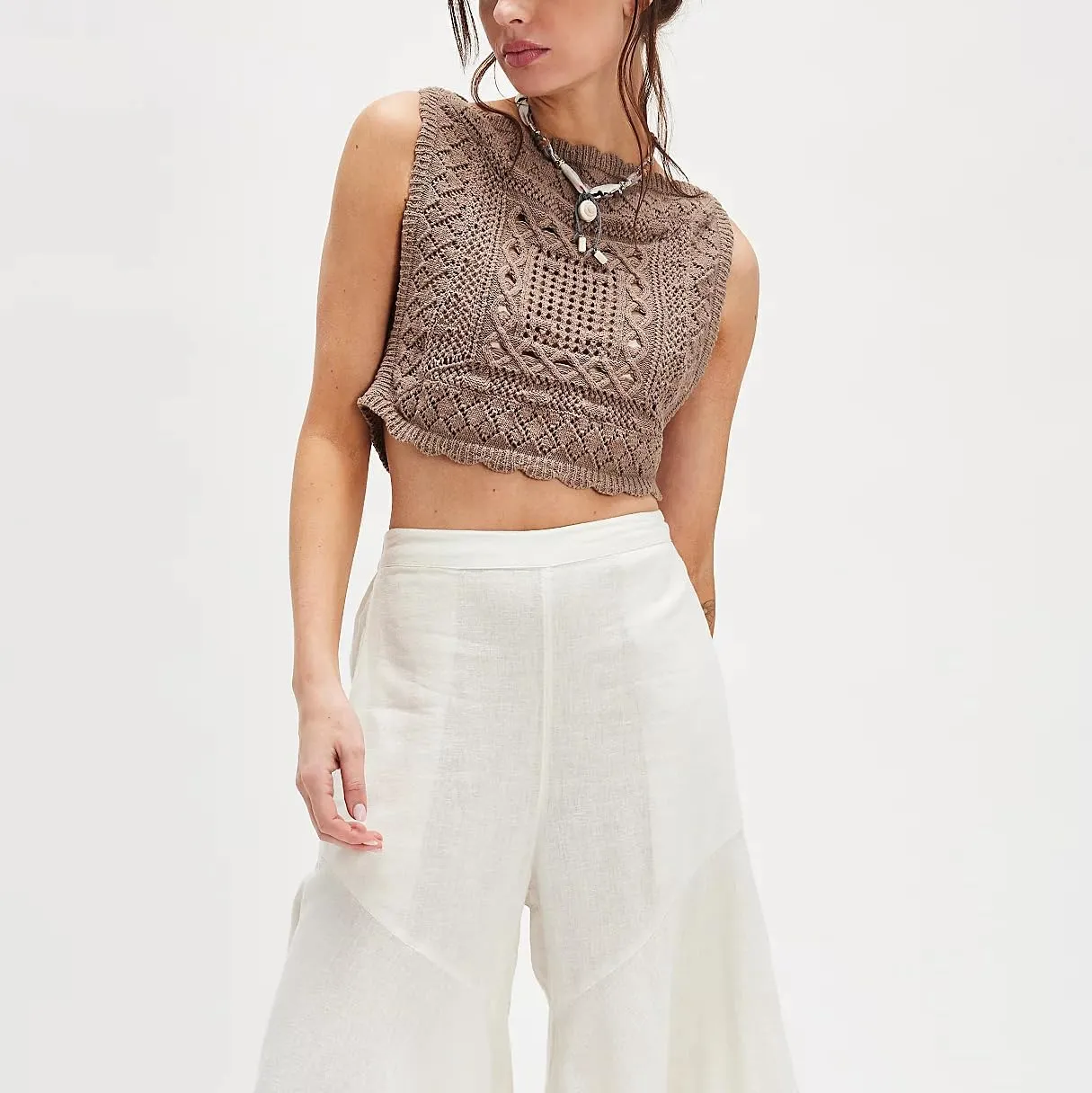 Amiblvowa Knit Vest Top Women Y2k Sexy Summer Slim Fit Crewneck Tank Sleeveless Going Out Knitted Cropped Crochet Sweater
