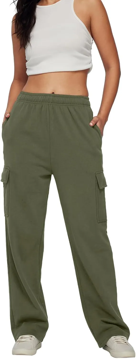 AUTOMET Womens Cargo Sweatpants Baggy Fleece High Waisted Joggers Sweat Pants Athletic Pants