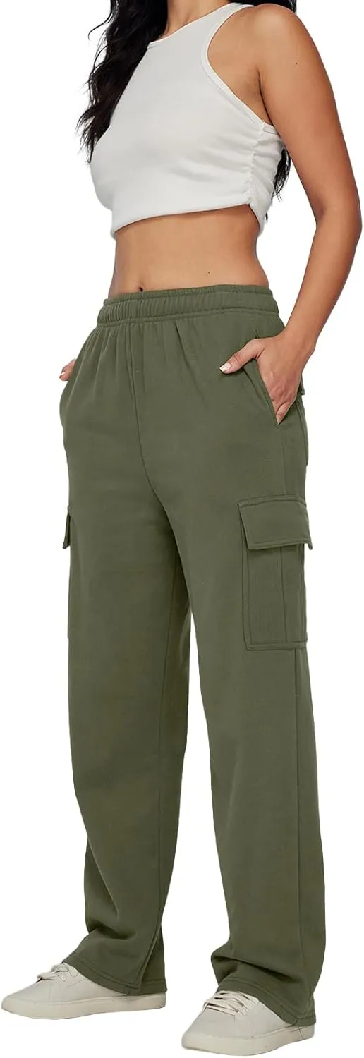 AUTOMET Womens Cargo Sweatpants Baggy Fleece High Waisted Joggers Sweat Pants Athletic Pants