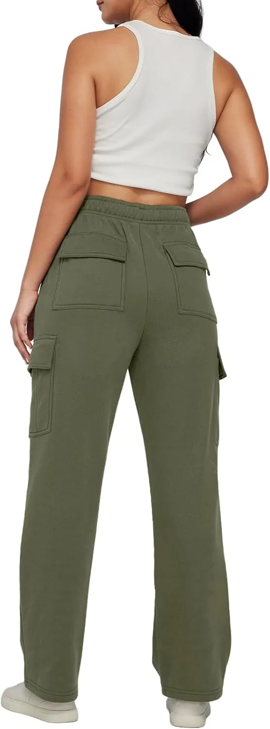 AUTOMET Womens Cargo Sweatpants Baggy Fleece High Waisted Joggers Sweat Pants Athletic Pants