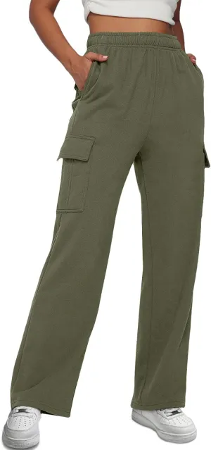 AUTOMET Womens Cargo Sweatpants Baggy Fleece High Waisted Joggers Sweat Pants Athletic Pants