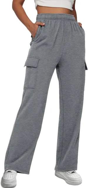 AUTOMET Womens Cargo Sweatpants Baggy Fleece High Waisted Joggers Sweat Pants Athletic Pants