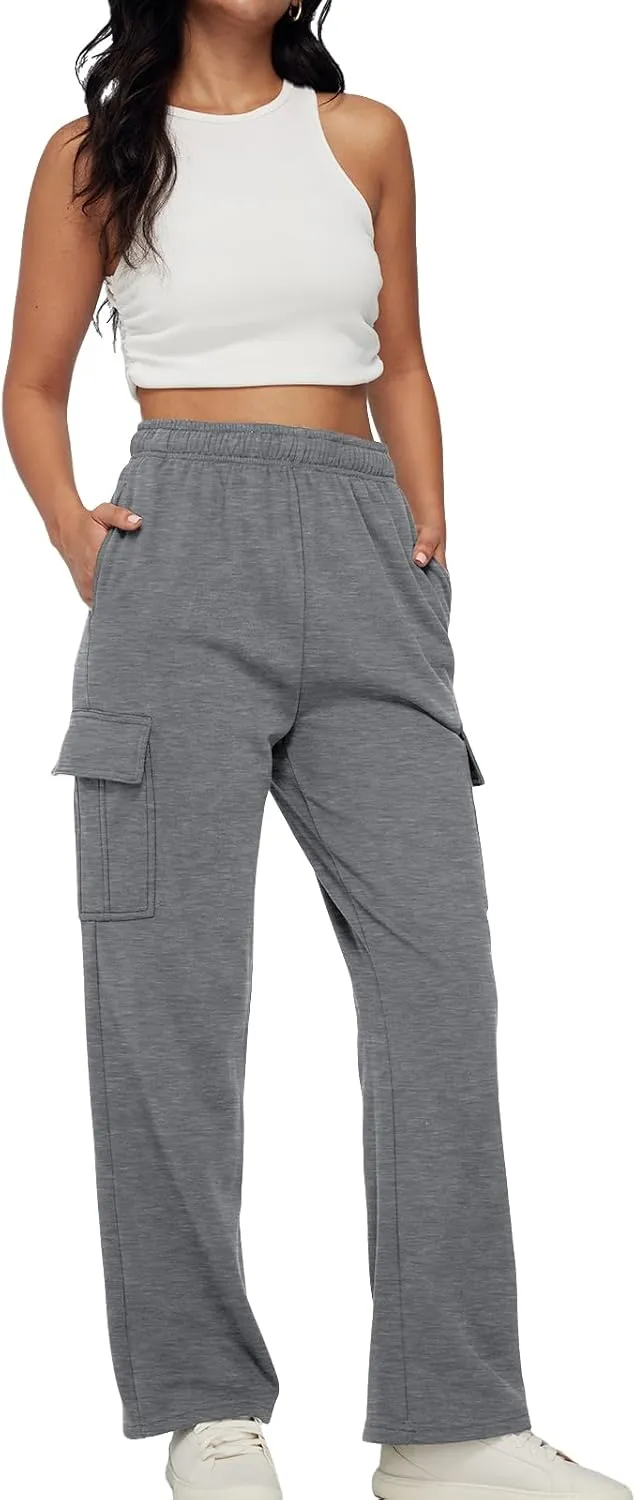 AUTOMET Womens Cargo Sweatpants Baggy Fleece High Waisted Joggers Sweat Pants Athletic Pants