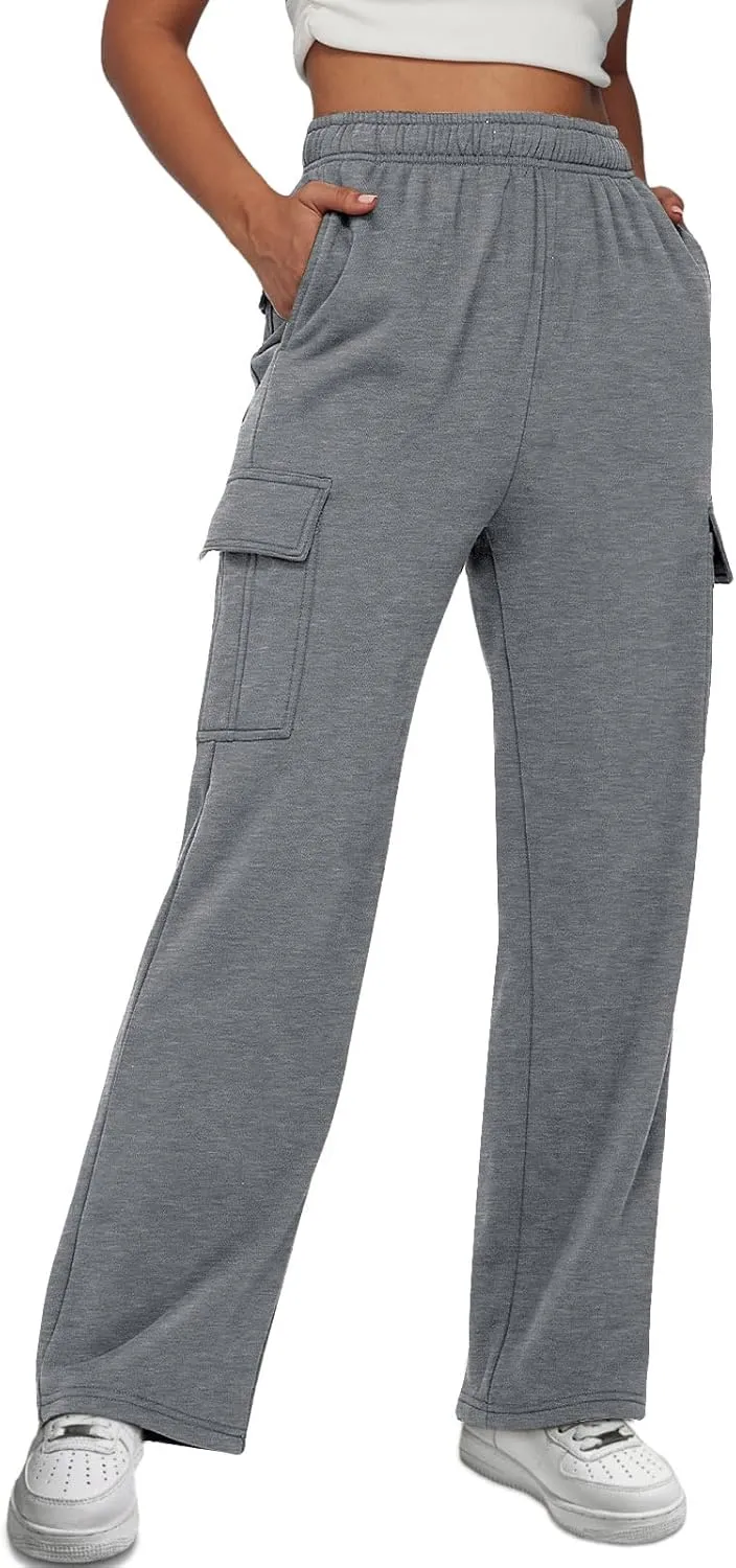 AUTOMET Womens Cargo Sweatpants Baggy Fleece High Waisted Joggers Sweat Pants Athletic Pants