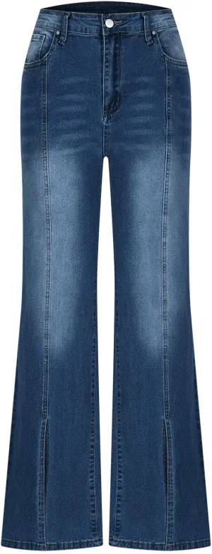 Bell Bottom Jeans Women High Waist Flare Jeans Casual Stretch Denim Pants Trendy Wide Leg Jeans Bootcut Denim Trouser