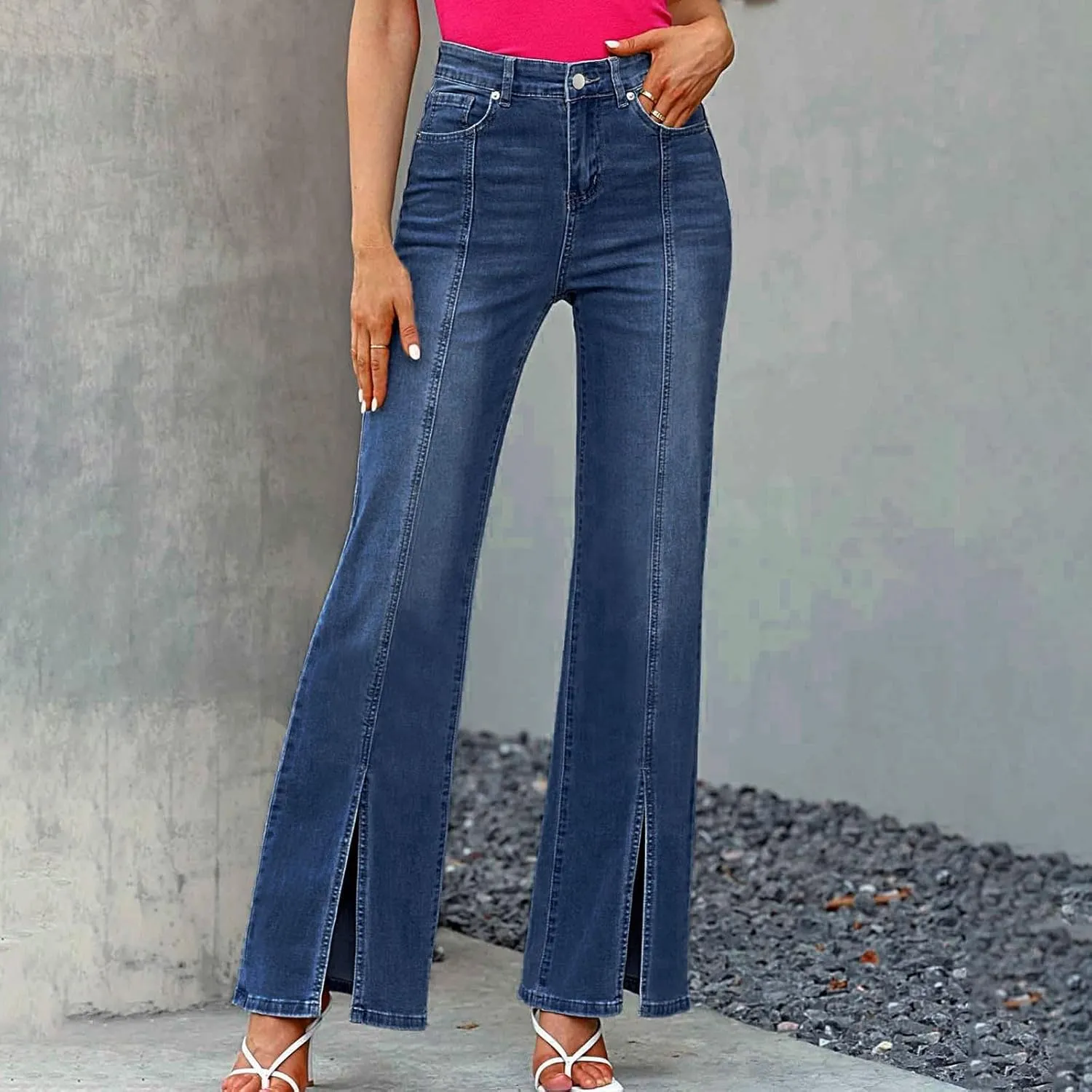 Bell Bottom Jeans Women High Waist Flare Jeans Casual Stretch Denim Pants Trendy Wide Leg Jeans Bootcut Denim Trouser