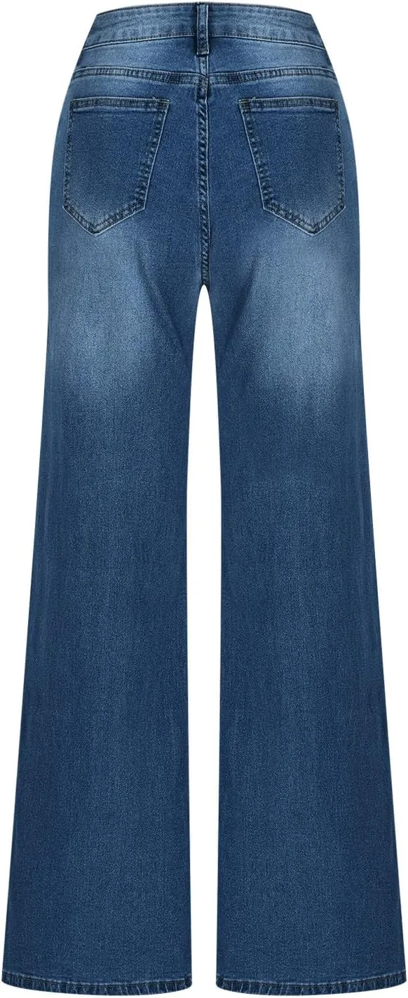 Bell Bottom Jeans Women High Waist Flare Jeans Casual Stretch Denim Pants Trendy Wide Leg Jeans Bootcut Denim Trouser