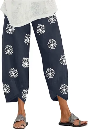 Bengbobar Linen Capri Pants for Women Wide Leg Sweatpants Casual Summer Capri Pants Comfy Baggy Trousers Palazzo Lounge