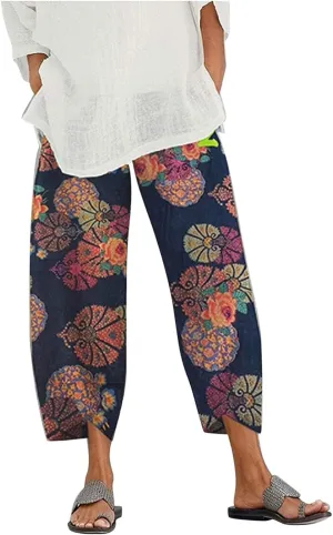 Bengbobar Linen Capri Pants for Women Wide Leg Sweatpants Casual Summer Capri Pants Comfy Baggy Trousers Palazzo Lounge