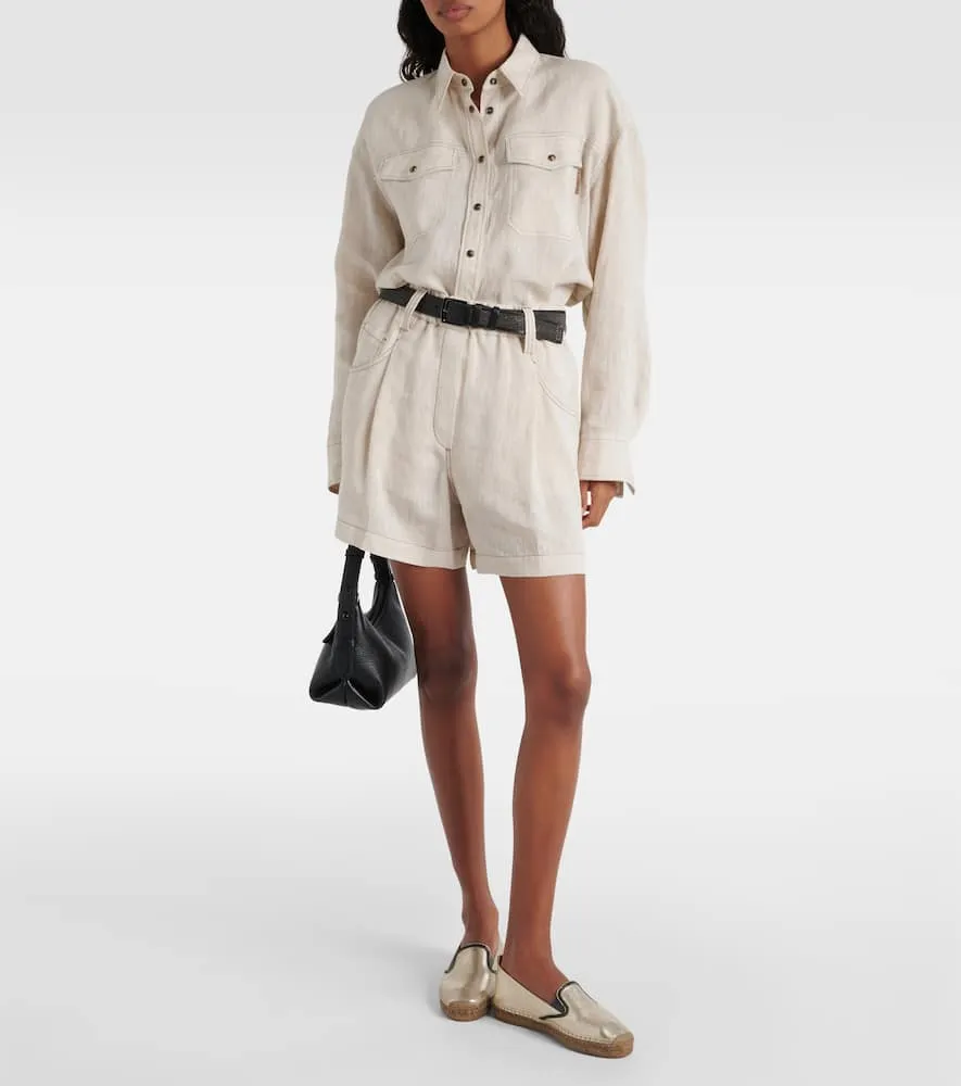Brunello Cucinelli Monili metallic leather espadrilles