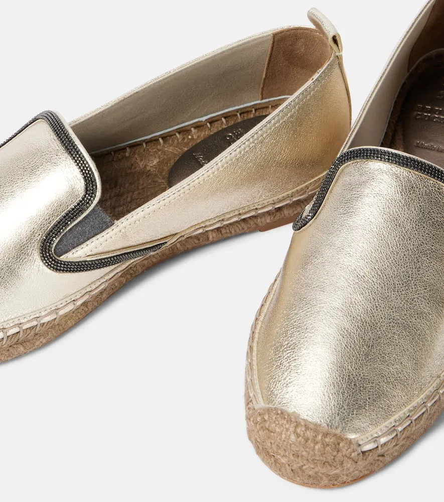 Brunello Cucinelli Monili metallic leather espadrilles