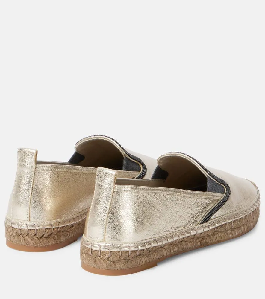 Brunello Cucinelli Monili metallic leather espadrilles