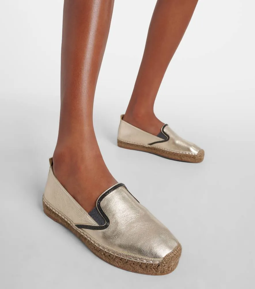 Brunello Cucinelli Monili metallic leather espadrilles