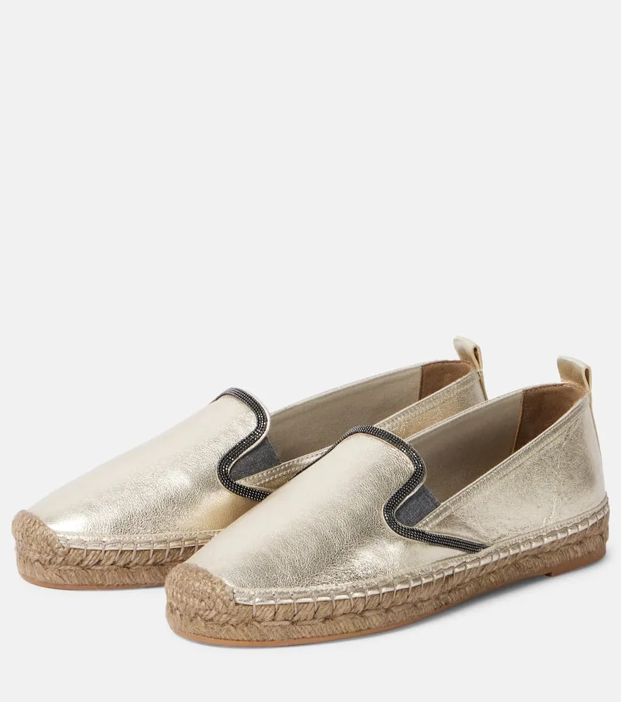 Brunello Cucinelli Monili metallic leather espadrilles