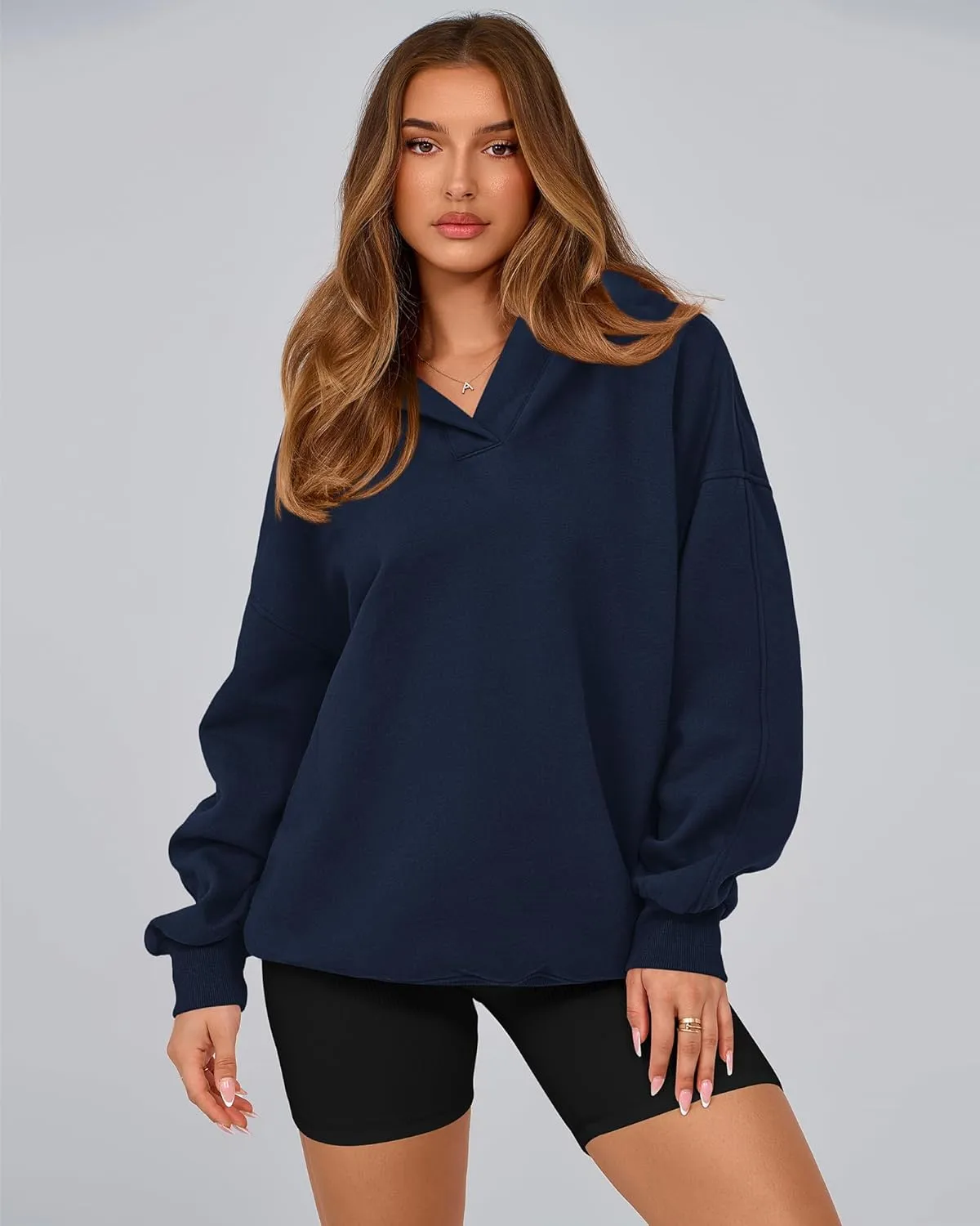 BTFBM Women's Oversized Hoodies Casual Fleece Long Sleeve V Neck Sweatshirts 2025 Trendy Spring Outfits Fall Clothes