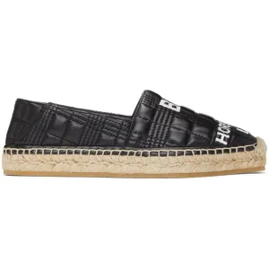 Burberry Black Leather Horseferry Espadrilles