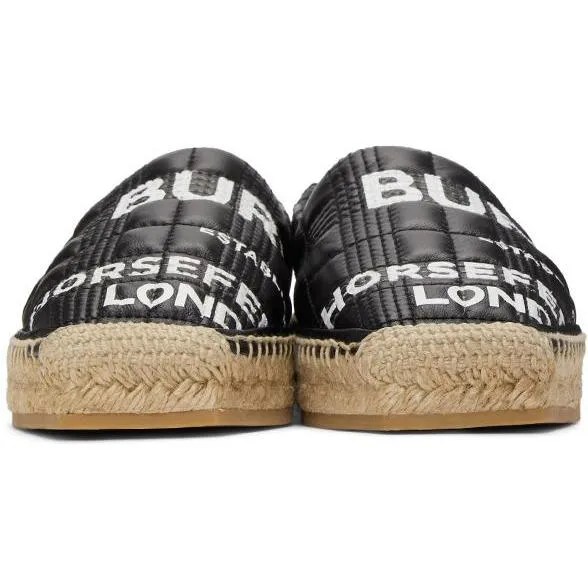 Burberry Black Leather Horseferry Espadrilles
