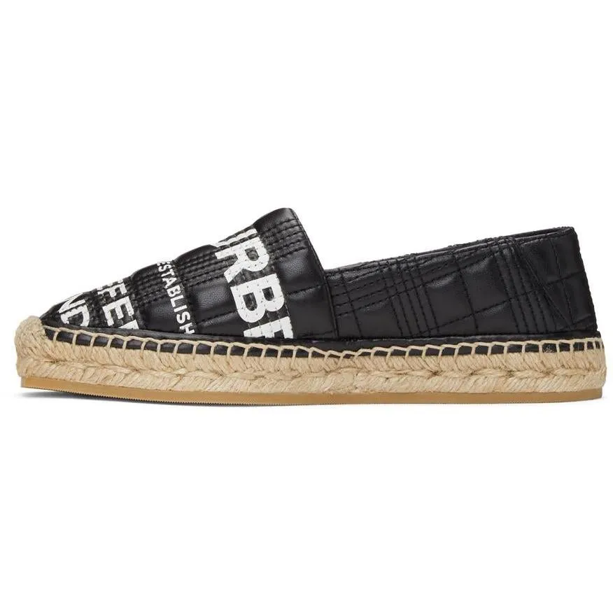 Burberry Black Leather Horseferry Espadrilles