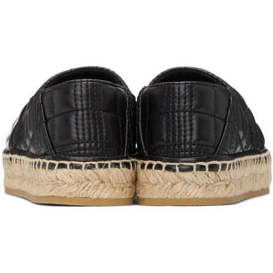 Burberry Black Leather Horseferry Espadrilles