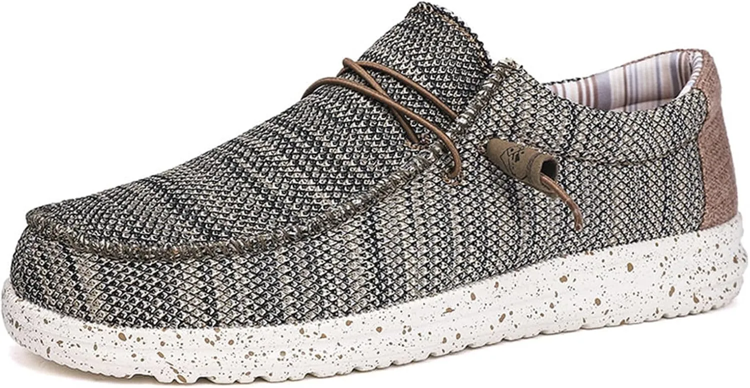 Casual Boat Shoes,Canvas Lightweight & Breathable Mesh Men's Loafers & Slip-ons,Summer Comfy Slip Resistant Mens Deck Shoes,for All Day