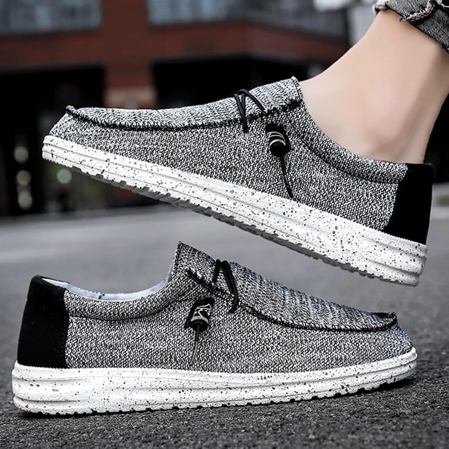 Casual Boat Shoes,Canvas Lightweight & Breathable Mesh Men's Loafers & Slip-ons,Summer Comfy Slip Resistant Mens Deck Shoes,for All Day