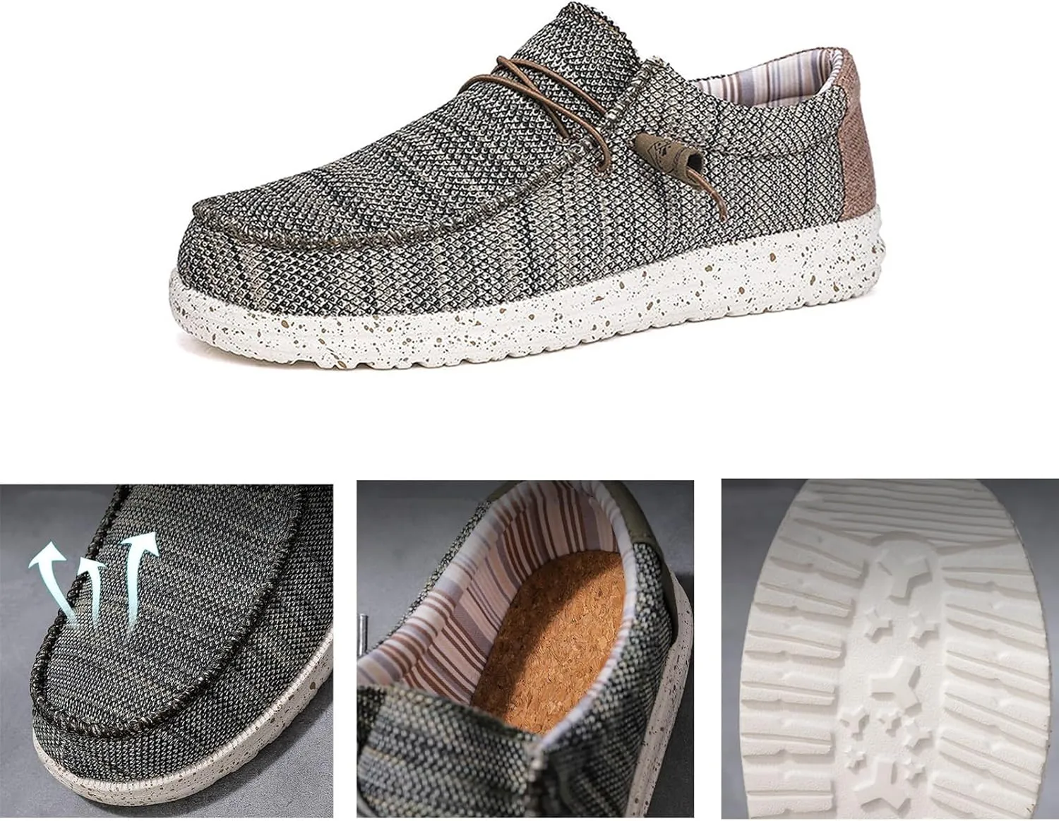 Casual Boat Shoes,Canvas Lightweight & Breathable Mesh Men's Loafers & Slip-ons,Summer Comfy Slip Resistant Mens Deck Shoes,for All Day