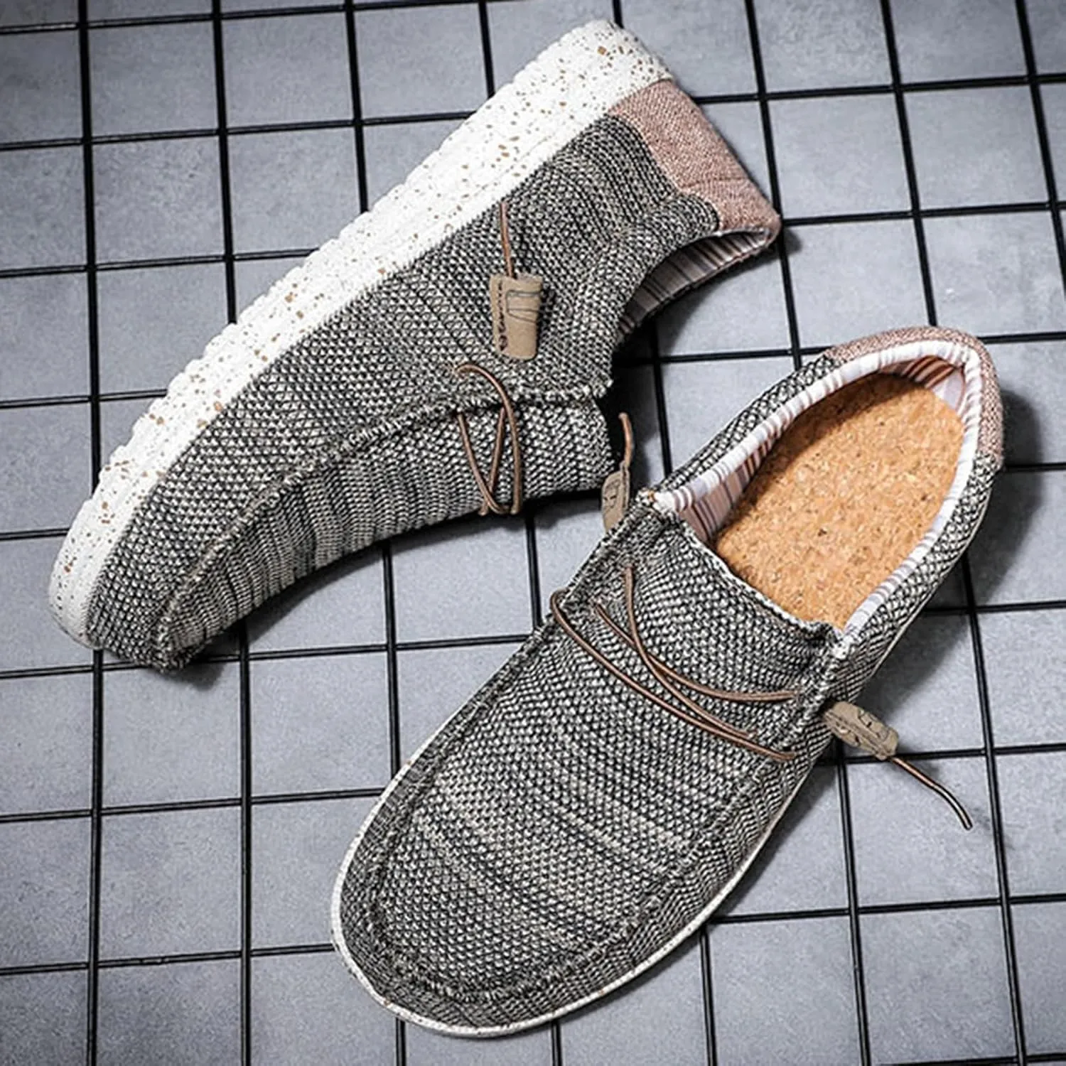Casual Boat Shoes,Canvas Lightweight & Breathable Mesh Men's Loafers & Slip-ons,Summer Comfy Slip Resistant Mens Deck Shoes,for All Day