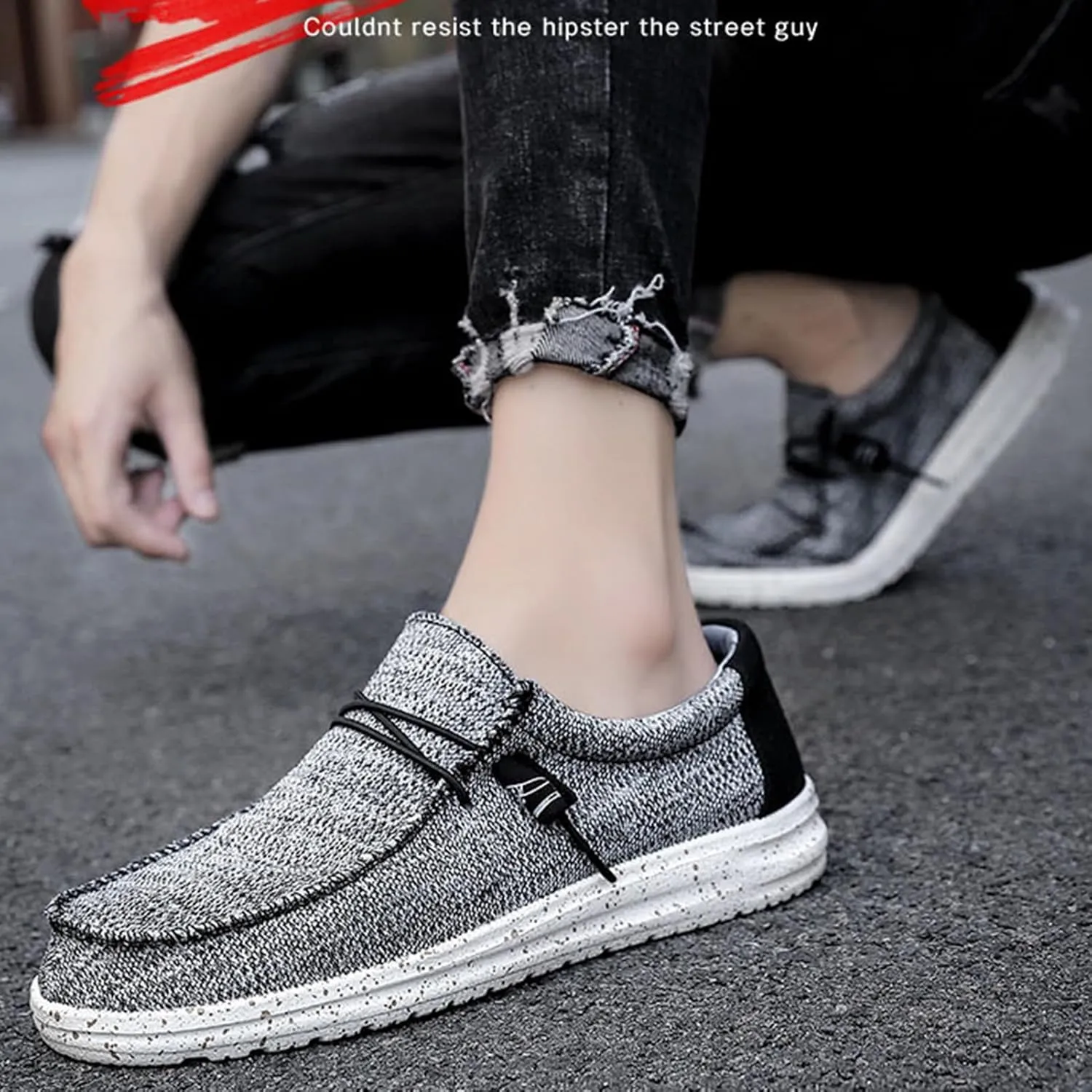 Casual Boat Shoes,Canvas Lightweight & Breathable Mesh Men's Loafers & Slip-ons,Summer Comfy Slip Resistant Mens Deck Shoes,for All Day