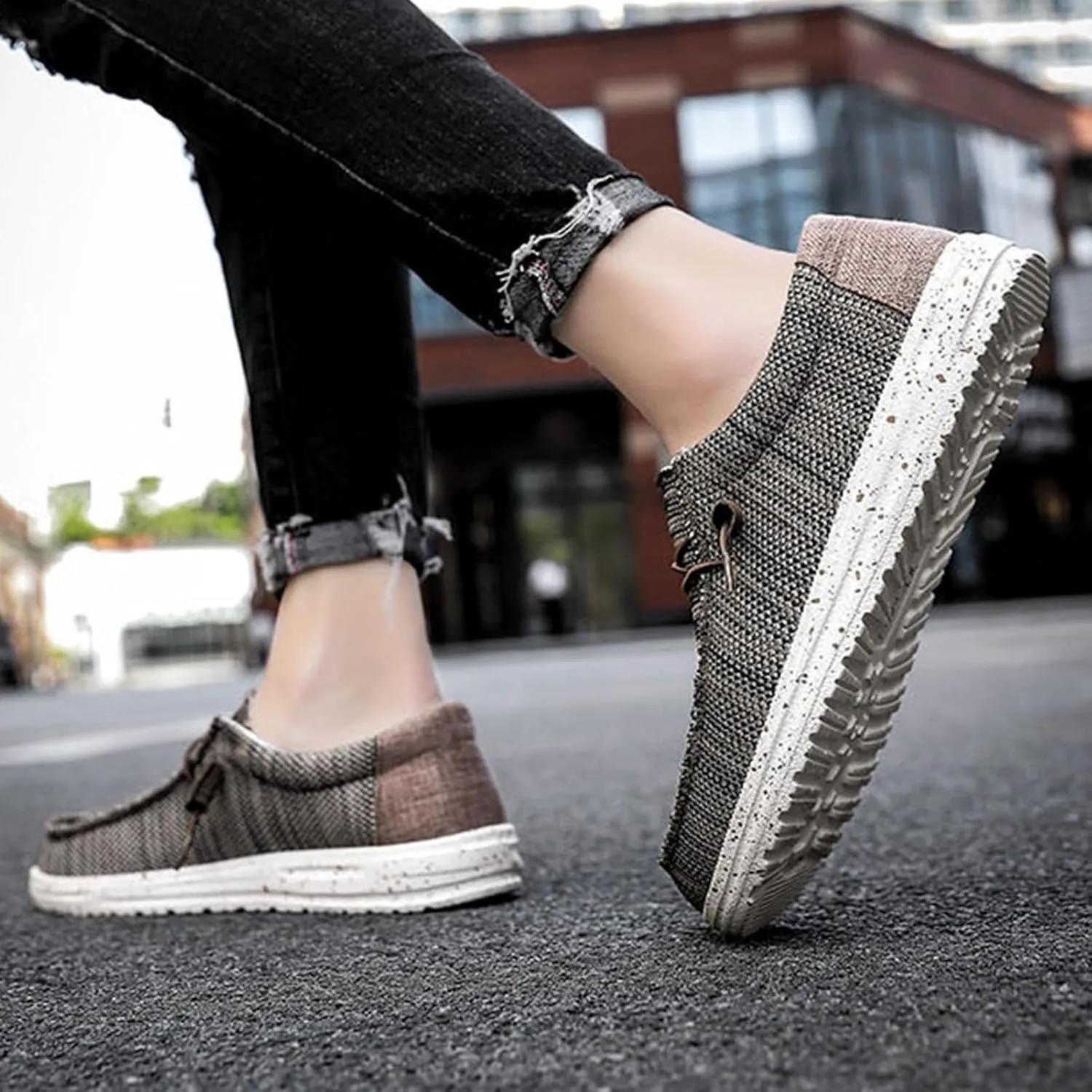 Casual Boat Shoes,Canvas Lightweight & Breathable Mesh Men's Loafers & Slip-ons,Summer Comfy Slip Resistant Mens Deck Shoes,for All Day