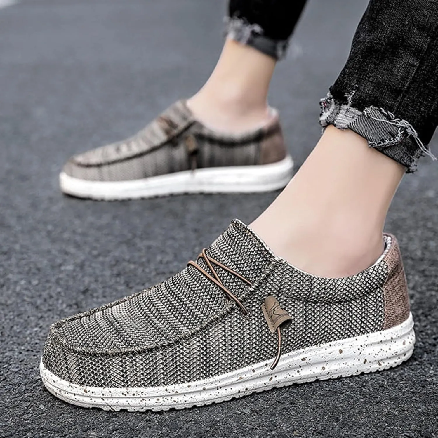 Casual Boat Shoes,Canvas Lightweight & Breathable Mesh Men's Loafers & Slip-ons,Summer Comfy Slip Resistant Mens Deck Shoes,for All Day