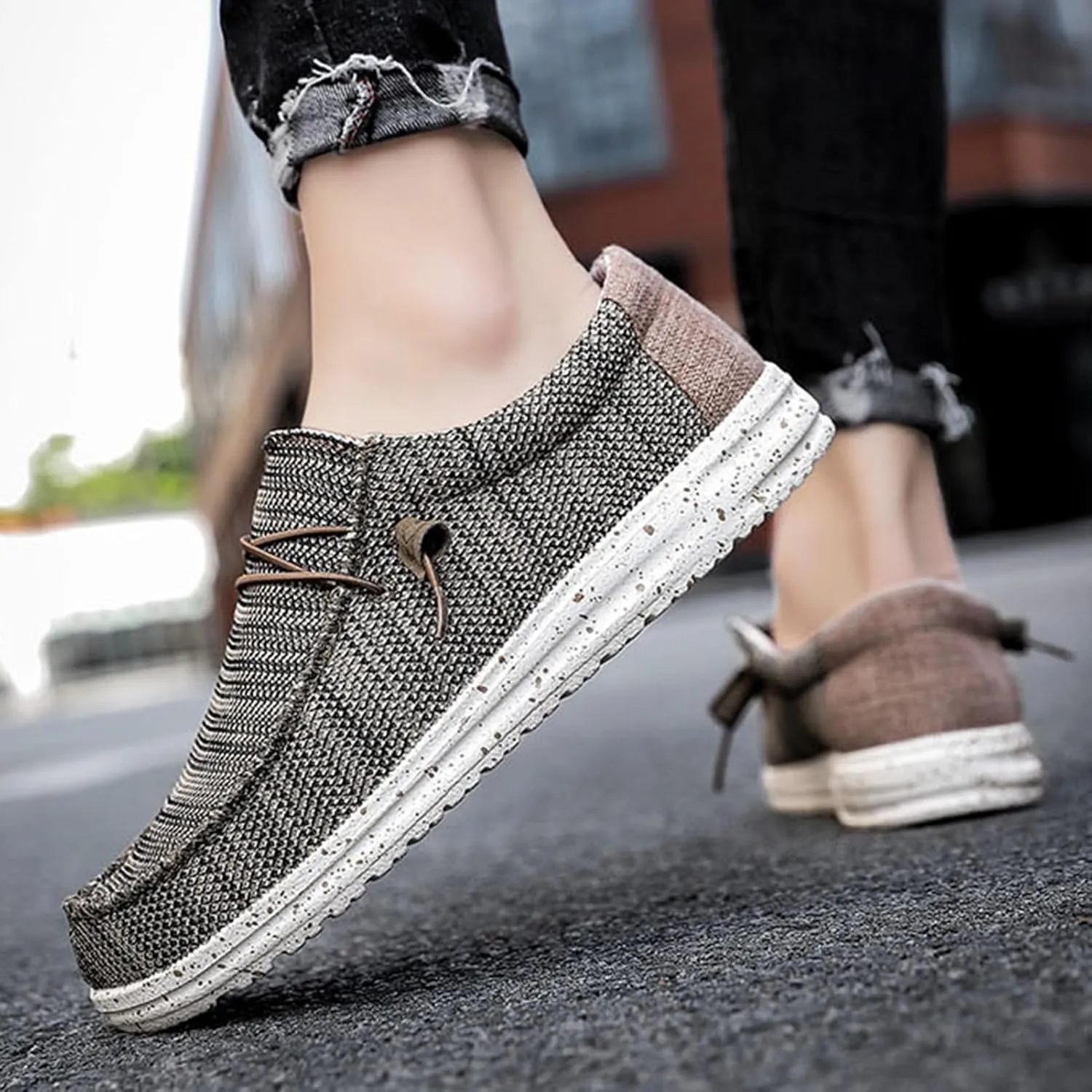Casual Boat Shoes,Canvas Lightweight & Breathable Mesh Men's Loafers & Slip-ons,Summer Comfy Slip Resistant Mens Deck Shoes,for All Day