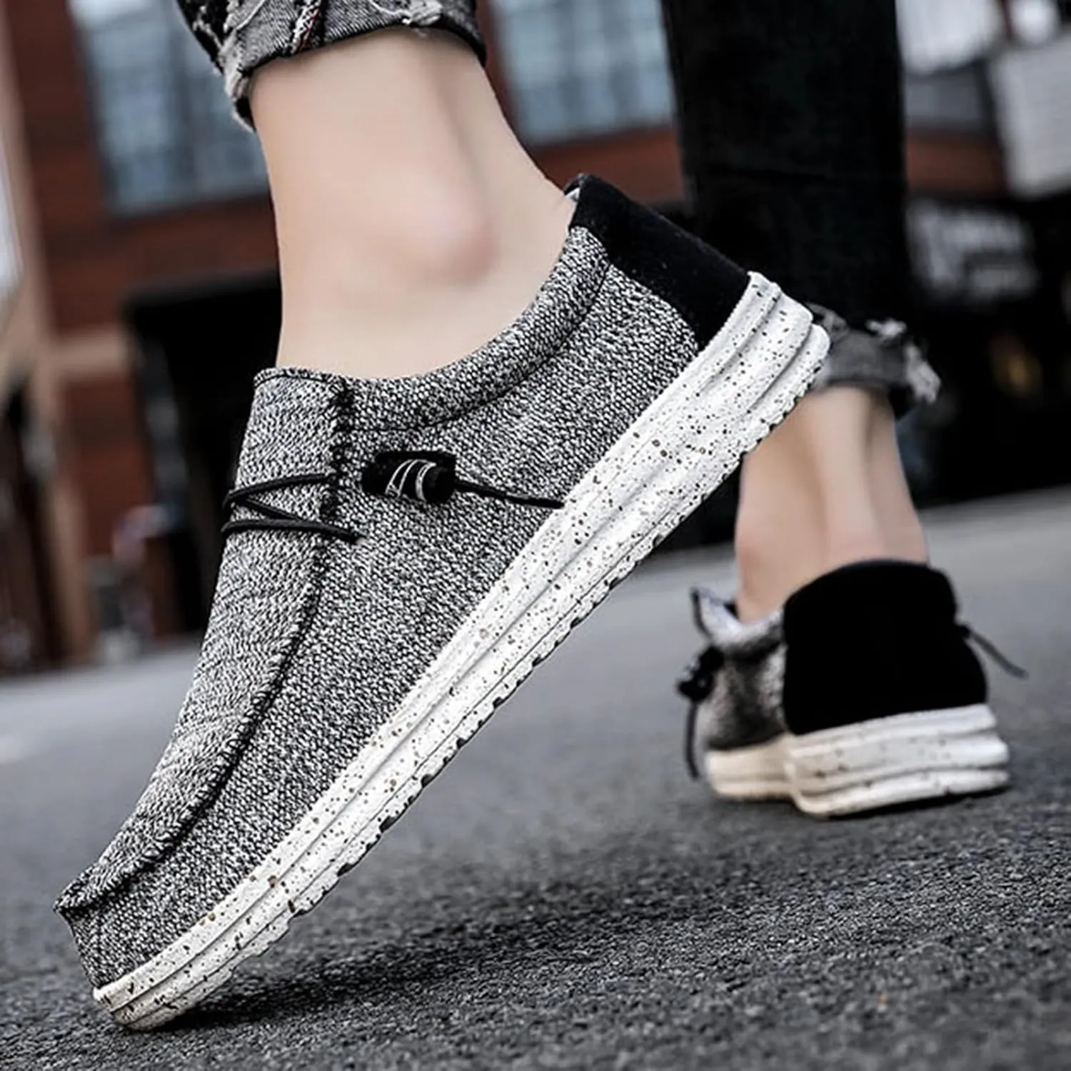 Casual Boat Shoes,Canvas Lightweight & Breathable Mesh Men's Loafers & Slip-ons,Summer Comfy Slip Resistant Mens Deck Shoes,for All Day