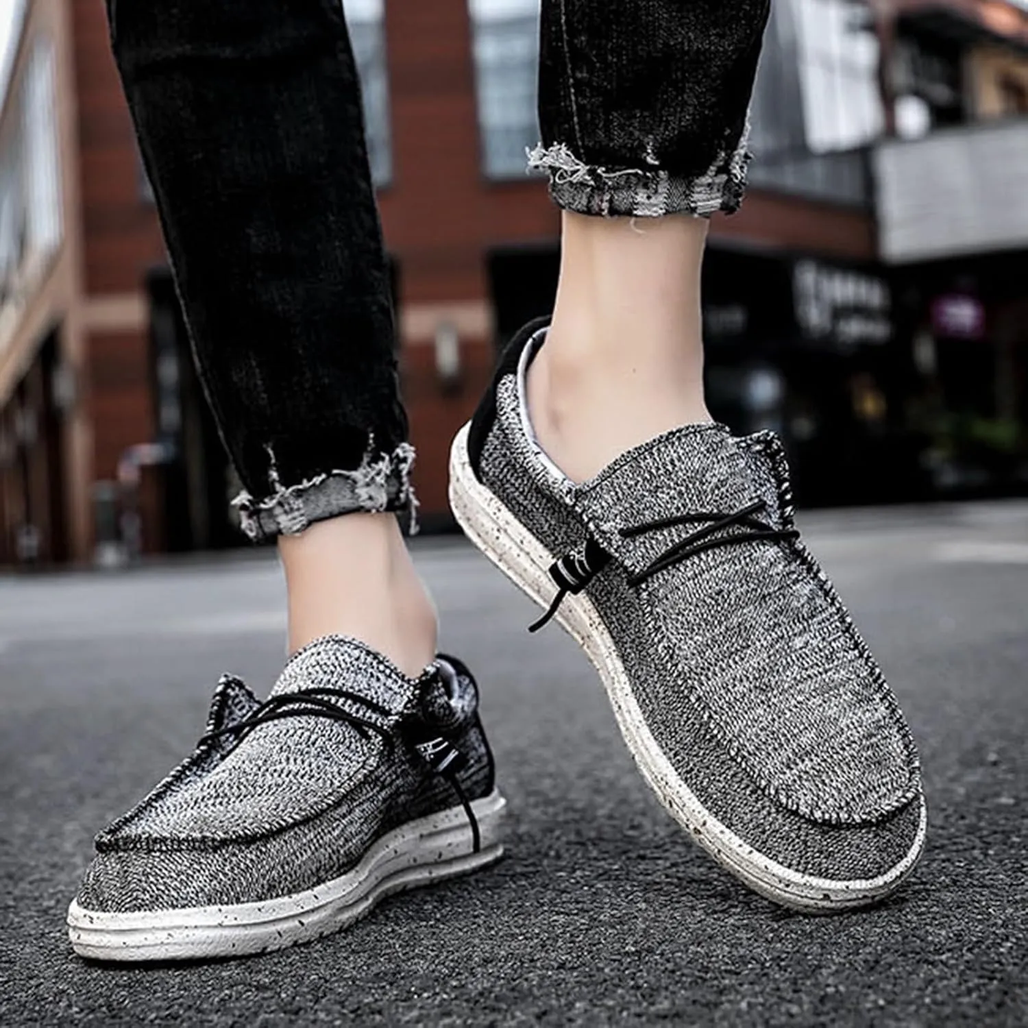 Casual Boat Shoes,Canvas Lightweight & Breathable Mesh Men's Loafers & Slip-ons,Summer Comfy Slip Resistant Mens Deck Shoes,for All Day
