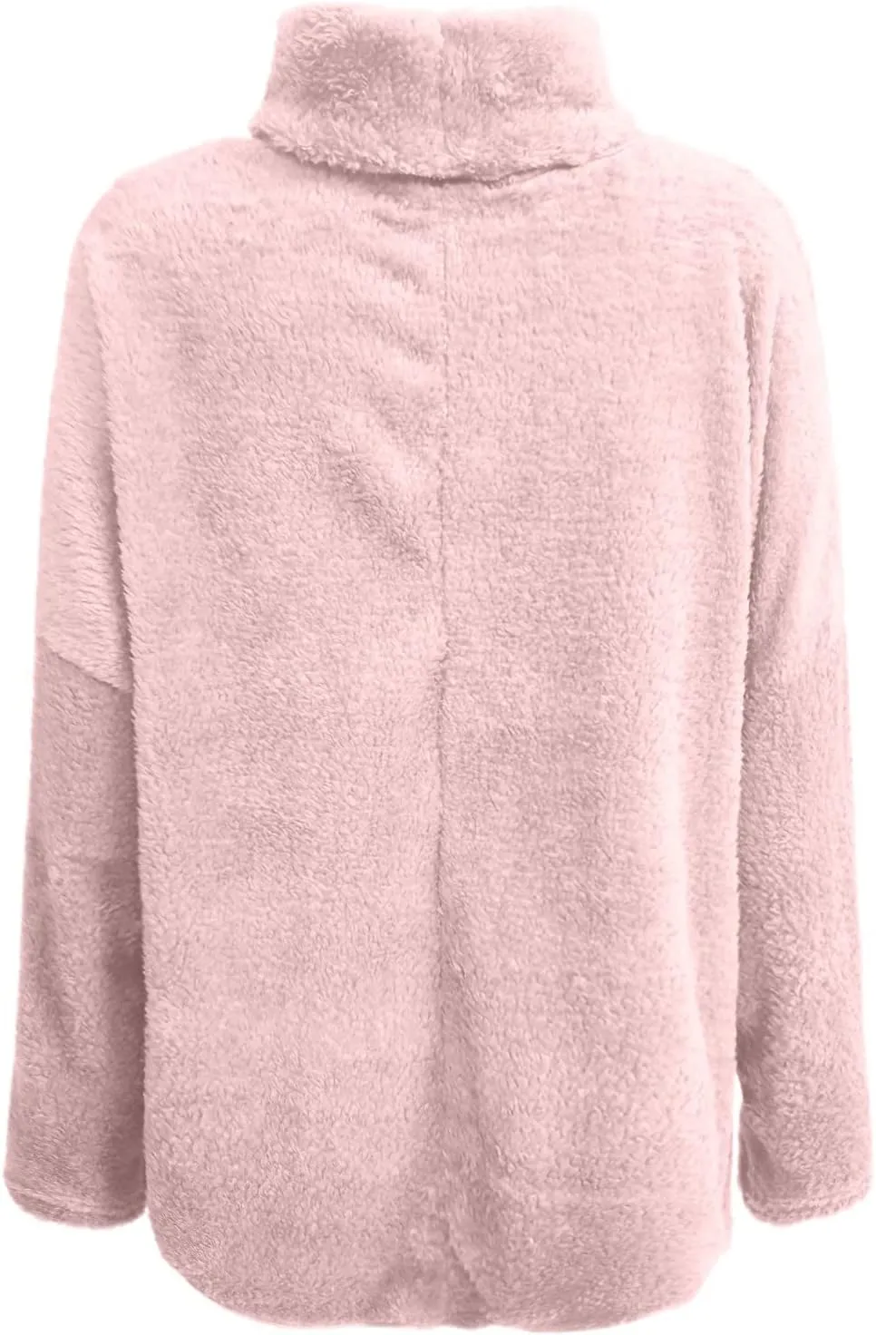 Casual Fuzzy Plush Oversized Sweater for Women Side Split Mock Turtleneck Pullover Sherpa Fleece Warm Soft Thicken Sweatshirt