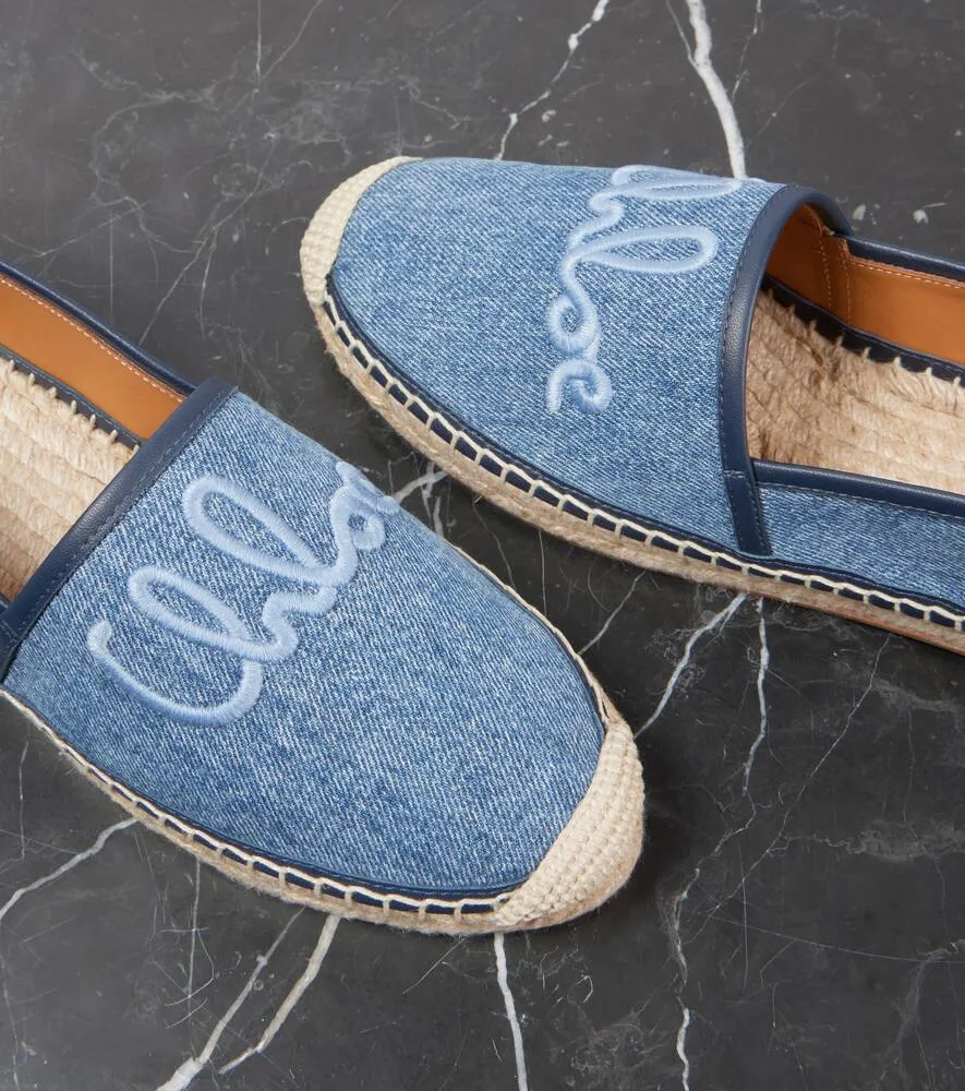 Chloe Isla embroidered denim espadrilles