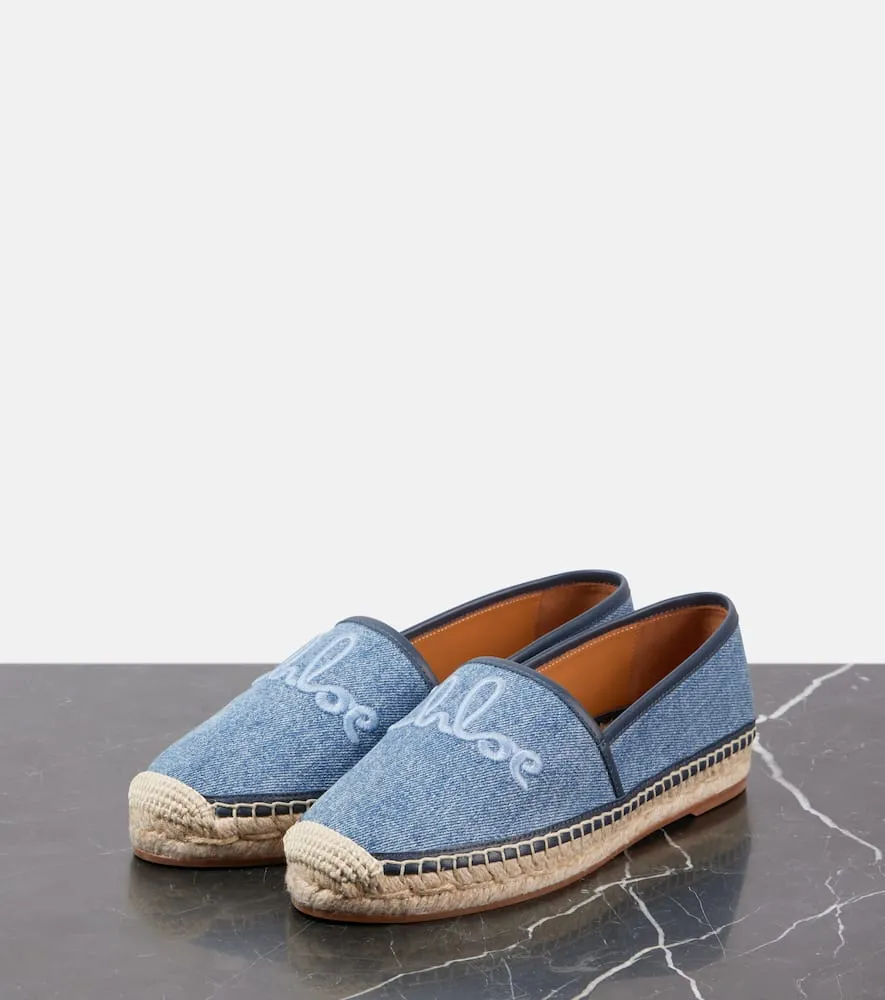 Chloe Isla embroidered denim espadrilles