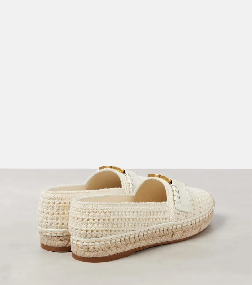 Chloe Marcie leather-trimmed crochet espadrilles