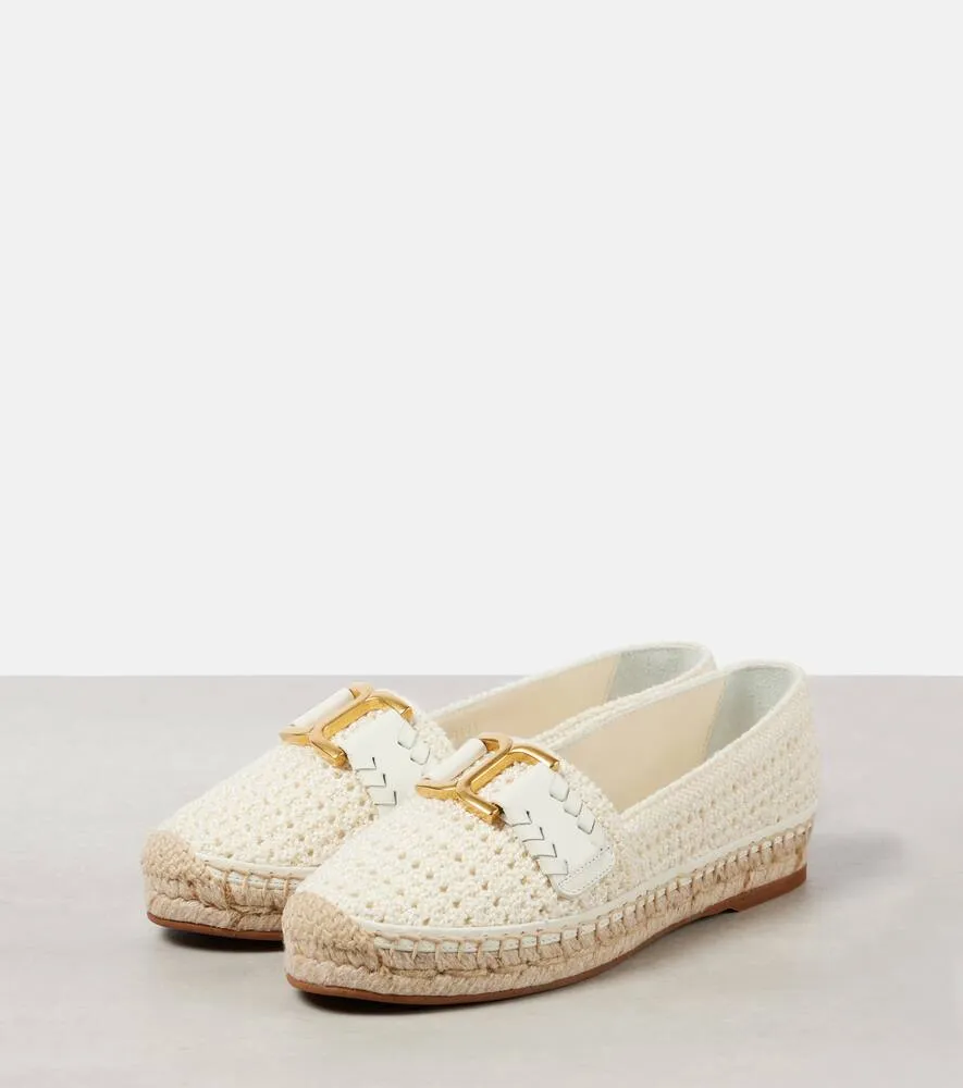 Chloe Marcie leather-trimmed crochet espadrilles