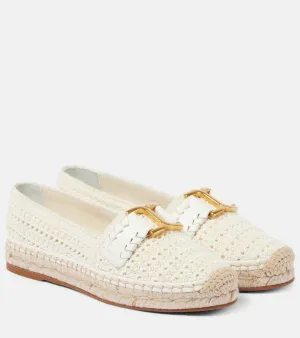 Chloe Marcie leather-trimmed crochet espadrilles