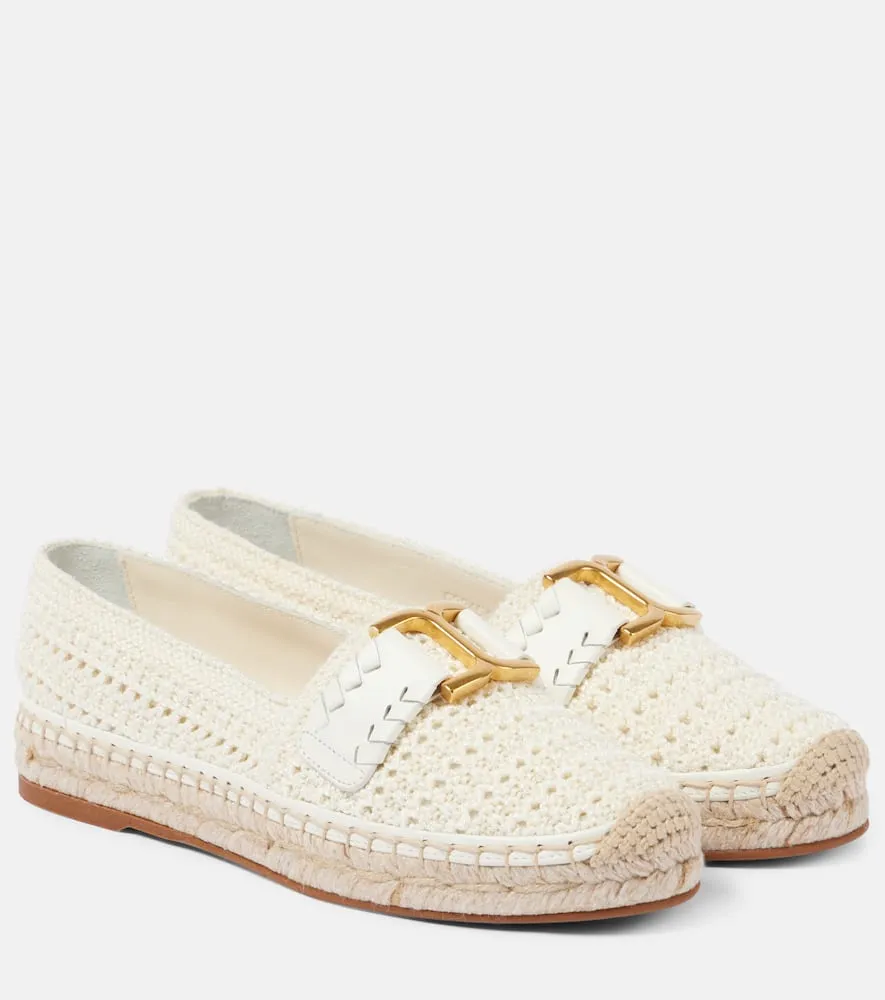 Chloe Marcie leather-trimmed crochet espadrilles