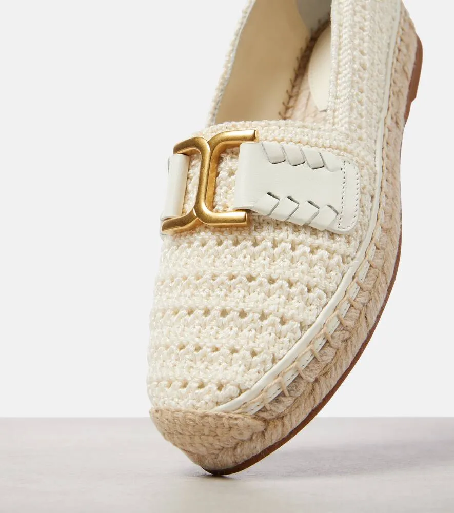 Chloe Marcie leather-trimmed crochet espadrilles