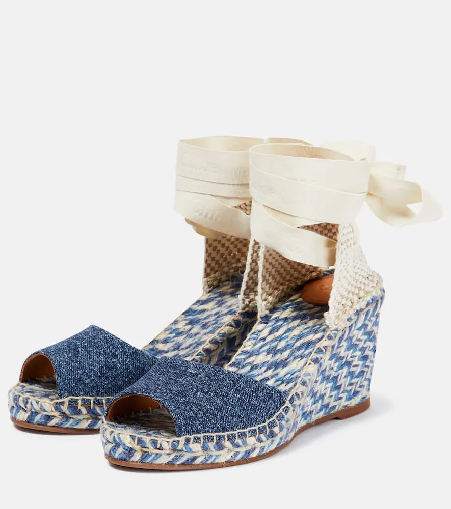 Chloe Piia denim espadrille wedges