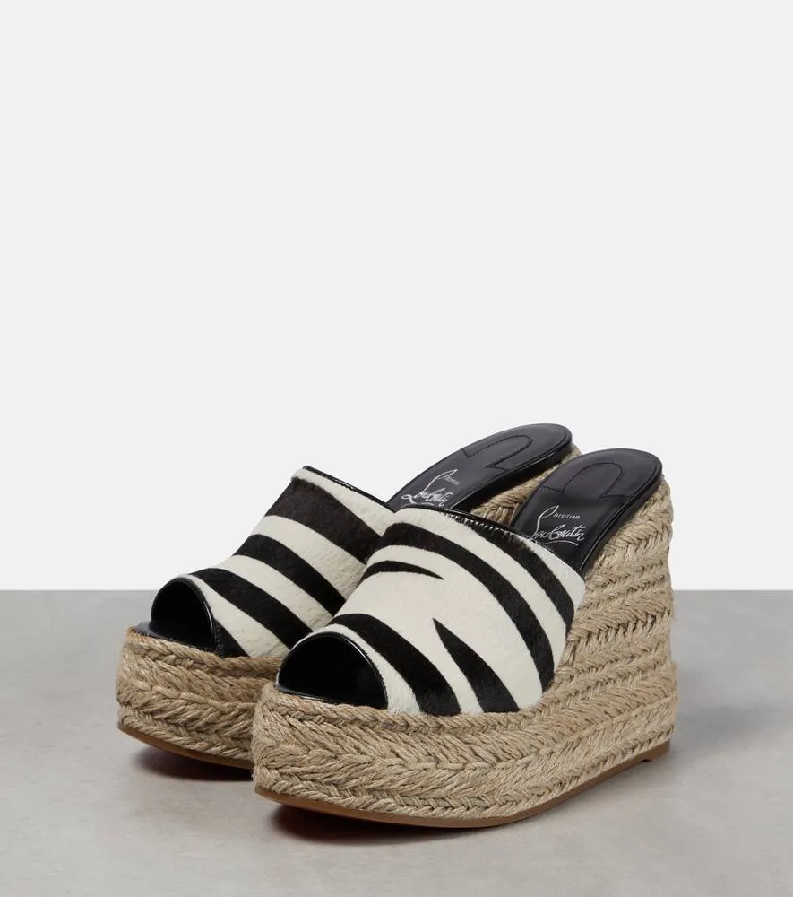 Christian Louboutin Ariella zebra-print calf hair espadrille wedges
