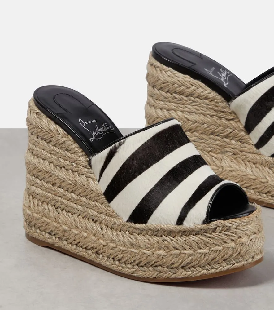 Christian Louboutin Ariella zebra-print calf hair espadrille wedges