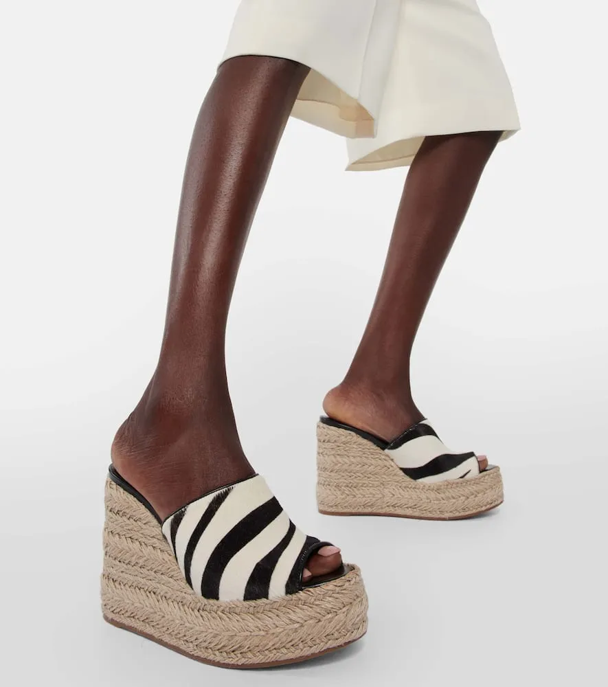 Christian Louboutin Ariella zebra-print calf hair espadrille wedges